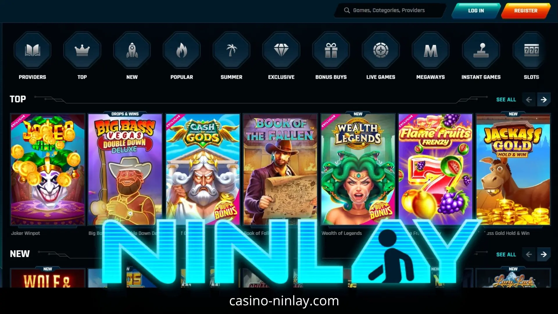 Spieleauswahl im Ninlay Casino