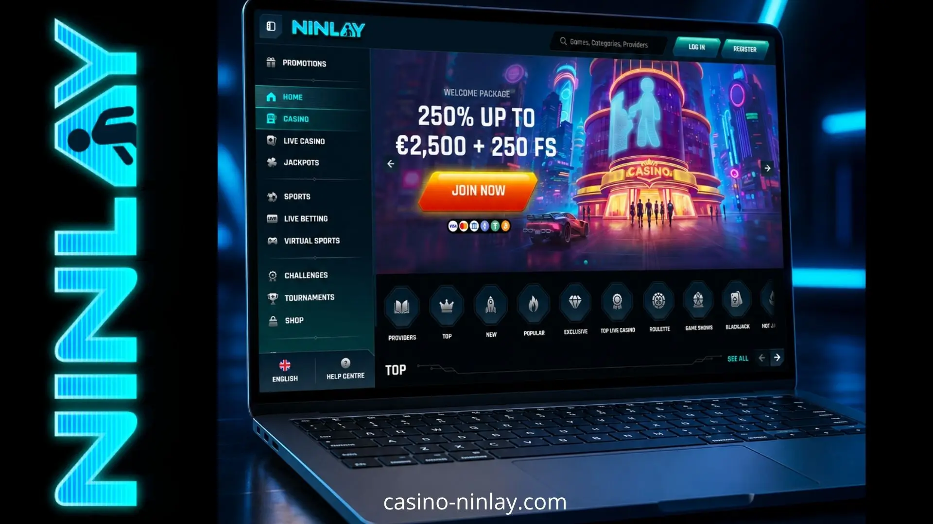 Ninlay Casino Online auf einem Laptop